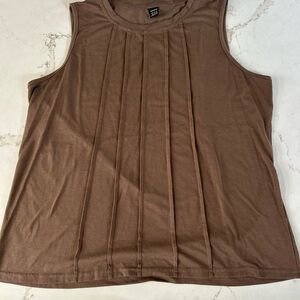 SHEIN Brown Pleated Front Sleeveless Tank
